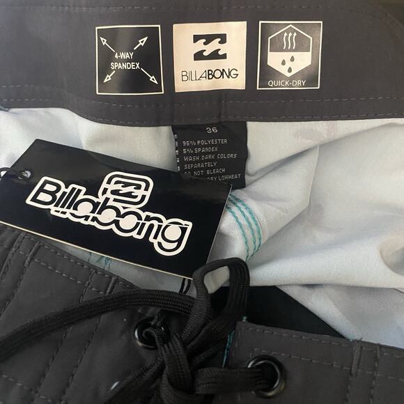 Billabong Mens 36 Palm Tree Swim Board Shorts Quick Dry 4-Way Stretch Green - Picture 6 of 7